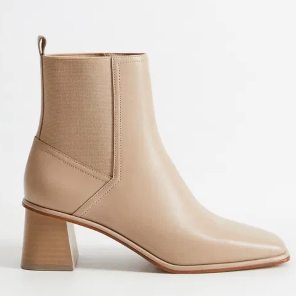 New❗️Mango block ankle boots with square toe cream beige-6/36